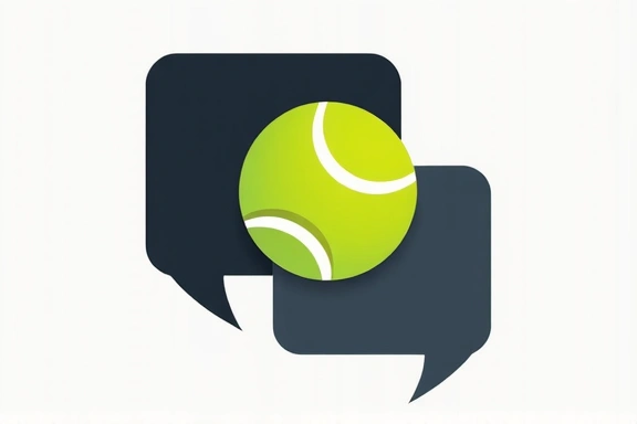 Stylized speech bubbles with a tennis ball, representing a forum discussion
