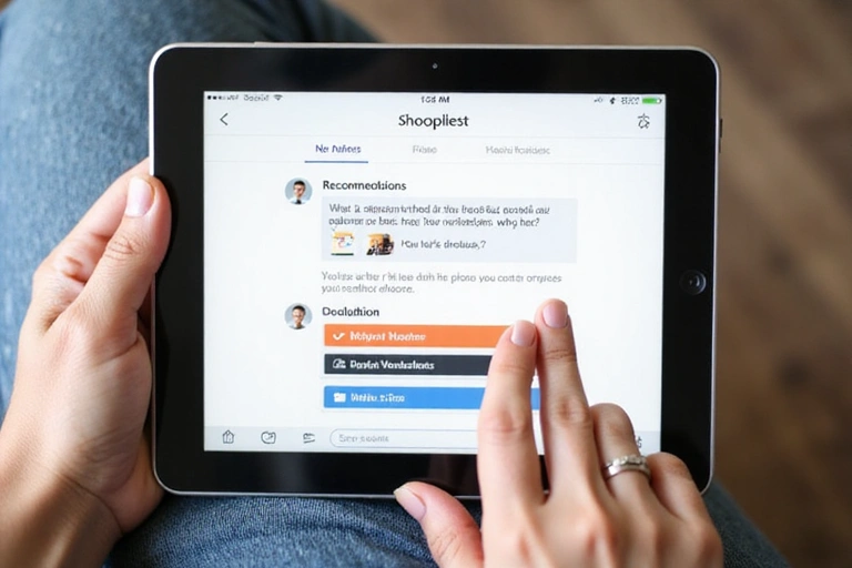 Person interacting with a digital interface, showing personalized content