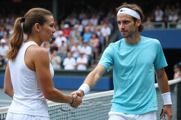 Tennis player shaking hands after a match, symbolizing agreement and fair play