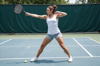 Athlete stretching before tennis